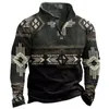 Men's Hoodies Ethnic Style Sweatshirt Long Sleeve 2024 Pullover Casual 3d Retro Zipper Hoodie For Men Oversized Shirts