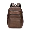 Backpack Men's Korean PU Leather Student Backpack Multi functional Waterproof Outdoor Computer Backpack 230411