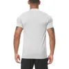 Herr t shirts sommar casual sports män gym bymbuilding träning fitness kort ärm t-shirts snabbtorkade smala fit toppar kläder