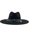 Wide Brim Hats Bucket Hats Men Women Wide Big Brim Wool Felt Fedora Panama Hat with Belt Buckle Jazz Trilby Cap Party Formal Top Hat In gray black 230410
