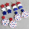 Dangle Chandelier Fashion Soft Pottery Earrings Color Blocking Love American Independence Day Flag Pottery Earrings for Women Jewelry Z0411