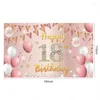 Decoração de festa Pink Gold Happy Birthday Banner Benner Girl 18th 30th Decor Pographic Props Supplies de chá de bebê