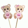 Forks 10pcs Pink Bear Card Fruit Sign Disposable Bamboo Sticks Bbq Dessert Cake Plate Party Decoration Insertion