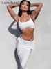 Zweiteilige Kleidungssätze Outfit sexy Crop Tanktops High Taille Midi Röcke Anzüge 2023 Sommerparty Beach Club Bodycon Long Kleider 230410