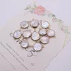 Charms 1 Piece Natural Freshwater Pearl Flat Sheet Zinc Alloy Hemmed Pendant Connector For DIY Necklace Bracelet Jewelry Gift Making