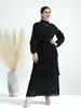 Ethnische Kleidung Eid Muslim 3 Schichten Kuchen Kleid Frauen Plissee Abaya Rollkragen Jalabiya Spitze-up Marokko Party Kleider Kaftan Vestidos lang