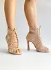 Winter 294 Style Bachata Social Booties 6-10 cm Customized Heel Khaki Red Salsa Latin Schuhe Tanzstiefel für Frauen 230411