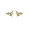Boucles d'oreilles à tige 2023 élégant tempérament Champagne Zircon papillon pour femme mode mariage fête fille accessoires de luxe