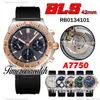 BLSF 42 мм B01 Chronomat RB0134101 Автоматические мужские часы A7750 Хронограф Коричневые маркеры Циферблат Стальной корпус Часы с резиновым ремешком Timezonewatch TWBR C149j