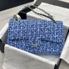 CF Woolen Bag Fashion Bag Womens Counter Bag 35cm Tweed Gold Hardware Metal Buckles Luxury Ruite Matelasse Chain Crossbody Bag Bags Firer