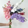 Fiori decorativi di lusso 9 teste grande ramo di orchidea stampa 3D fiore artificiale decorazione di nozze arredamento della camera Fleurs