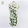 Fiori decorativi Viola Rattan Cesto appeso Fiore artificiale per la casa Fattoria Decorazione di nozze vintage Ghirlanda di piante verdi