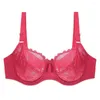 BRAS PLUS-storlek för kvinnor underkläder Blomma-prickade olinerade underwire bh sexiga damer spets bralte underkläder 36-46 c d dd e f