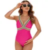 Kvinnors badkläder 2023 Moderskap Summer Sexig kvinna Kläder V Neck Patchwork Gravid Badstrandkläder Premama Swim Suits