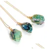 Fashion Original Drusy Natural Stone Pendant Necklace Irregar Crystal Women Nice Gift For Party Accessories Drop Delivery Dh7Dr