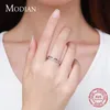 Bröllopsringar Modian Real 925 Sterling Silver Line Fashion Clear CZ Rings for Women Luxury Jewelry Wedding Accessories Gift With Box 230410