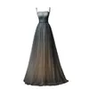 Gradient Cyan Celebrity Dress Spray Gold Sequined Spaghetti Strap Beading Bling spetsar upp A-Line Women Party Luxury Evening Gowns