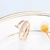 Band Rings Korea New Fashion Jewelry Exquisite 18K Real Gold Plated AAA Zircon Ring Elegant Women's Opening Adjustable Wedding Gift P230411