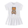 1-7 jaar Summer Baby Girls 'schattige cartoonbeer 100% katoenen korte mouw kinderen meisjes prinsesjurk kinderkleding