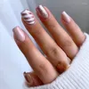 Faux ongles 24 pièces/ensemble ongles noël sergé presse sur pointe fini couverture complète artificielle faux sans couture amovible