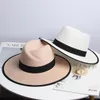 BERETS CHAPEAU FEMME STRAW FEDORASトップハットユニセックスバンドFedora Cap Sunhatイベントファッションビーチの滴下