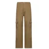 Women s Pants Solid Color Cargo High Waist Straight leg Buckle Jeans with Pockets Khaki Brown Baggy Casual Trousers 231110