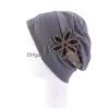 Bonnet / Crâne Caps Femmes 1pc Foulards torsadés Head Wrap Solide Couleur intérieure élégante Chapeau Beanie Turban Chemo Cap avec perles F Dhgarden Dh6Gf