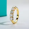 Обручальные кольца Anujewel 4mm D Color Fronation Band Кольцо 925 Стерлинговое серебро 18K Золотая полоса Engagament Rings Оптовые 230410