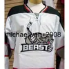 Weng Vintage Rare 2017 Настройка Echl Brampton Beast Mens Womens Kids Emelcodery White Black Высококачественные дешевые хоккейные майки ворот