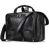 Briefcases Double Zipper Leather Travel Briefcase Men Male Business Bag For 17 Inch Laptop Computer Trip On Wheels