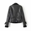 Women's Leather & Faux ZXQJ Fashion Women Short Leather-clad 2023 Winter Lady Pocket Zipper Jackets With Belt Cool Female Moto Girls Chic Se