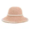 Breda randen hattar Korea Stylish Summer For Women Fashion 2023 Straw Visor Pearl Hat and Caps Crochet Bucket Beach Accessories