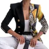 Femmes laine mélanges élégant femmes Blazer costumes manteau mode imprimé Double boutonnage col rabattu 231110