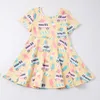 فتيات الفتيات Girlymax Spring Summer Easter Baby Chlidren Kids Clothing Milk Silk Floral Twirl Dress Knee Lenge Long Cleeve 230410