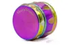 63mm trumma Rainbow Sharp Stone Metal Herb Kvarn för tobak 4 bitar Sharpstone Zinc Eloy Herb Grinders Rainbow Grinder