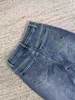 Damesjeans ontwerper Xiaoxiangfeng 23SS herfst hoge taille rechte buis tonen dunne wasbare zak geborduurd voor vrouwen 3361