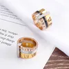 Ringas de banda anéis de aço inoxidável da moda para mulheres meninas três camadas Numbers romanos zircão no casamento feminino anéis de jóias de moda P230411