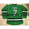 Kob Weng #7 TJ Oshie N D Hockey Jersey Maglie di ricamo cucite al 100% Siouxs Dakota College Hockey Maglie bianca nera verde