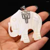 Pendentif Colliers Naturel Blanc Shell Faune Animaux Éléphant Charmes Pour Faire DIY Bijoux Mode Cadeau 52x57mm