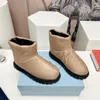 Designer Shoes Women Padded nylon Snow boots luxury Shearling booties fashion Autumn Winter wool leather Space cotton Warm Boots Size 35-45