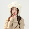 Berets Cartoon Bear Ear Winter Warm Women Beanies Hat Soft Lamb Wool Protection Skullies Girls Outdoor Ski Earmuffs Bonnet Hats