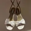 Plateau-Sandalen mit Absätzen, Schleife, Satin-Knöchelriemen, High-Heel-Sandalen, eleganter Prinzessinnen-Stil, offene Zehen-Kleiderschuhe, luxuriöse Designer-Sandalen, Party-Schuhe, 14 cm, mit Box