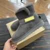 Botas quentes clássicas femininas mini bota meia neve inverno australiana pele cheia fofa peluda botas de tornozelo de cetim US 4-9 EUR 35-40 com caixa