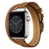 Bracelet en cuir Double Tour pour Apple Watch Ultra, 49mm 45mm 42mm 44mm, Iwatch série 9 8 7 6 Se 5 4 38mm 40mm, mode Correa 41mm