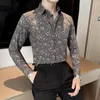 Camicie casual da uomo Fashion Business floreale per uomo bello stile coreano abbigliamento stampa floreale manica lunga camicia elegante da uomo streetwear