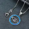 Pendant Necklaces Creative Round Eyes Necklace White Blue Opal Stone Vintage Gold Silver Color Chain For Women Jewelry