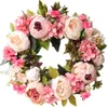 Couronnes de fleurs décoratives Guirlande simulée de pivoine Décoration de bague en rotin Accessoires de photographie Couronne de mariage Fleur porte de la maison Décoration 230410