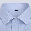 Men's Casual Shirts Summer S~8xl men's striped short sleeve dress shirt square collar non-iron regular fit anti-wrinkle pocket male social shirt 230411