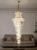 Kroonluchters Design Villa woonkamer kristal hoog plafond groot goud kroonluchter licht luxe el lobby lamp trap lang