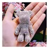 7 ألوان الجملة uni fl rhinestone cartoon bear bear crystal keychain arme حامل قلادة حقيبة اليد